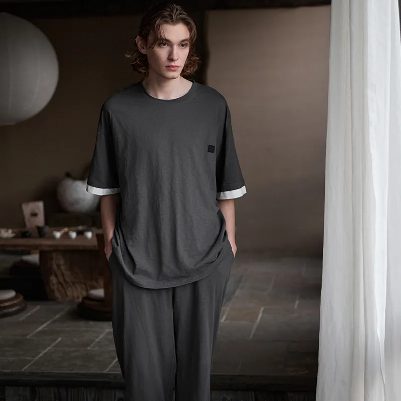 Same Language Pajama Set Men's Elegant Gray-2