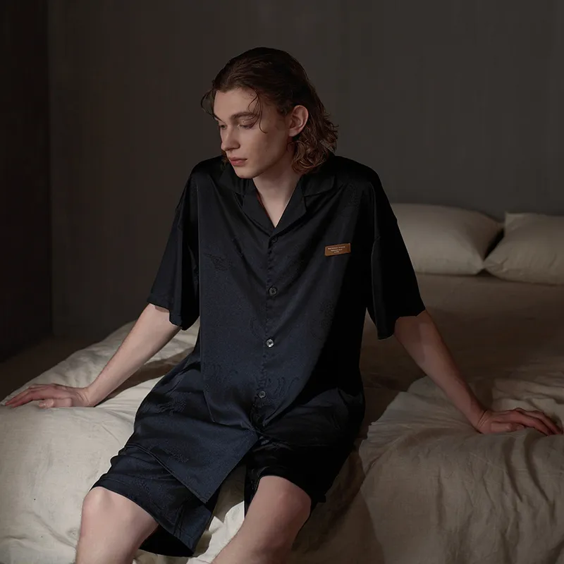 Same Language Pajama Set Men's Day Black-5