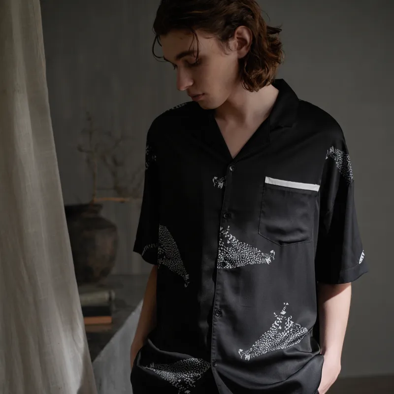 Same Language Pajama Set Men's Day Black · Cheetah-3