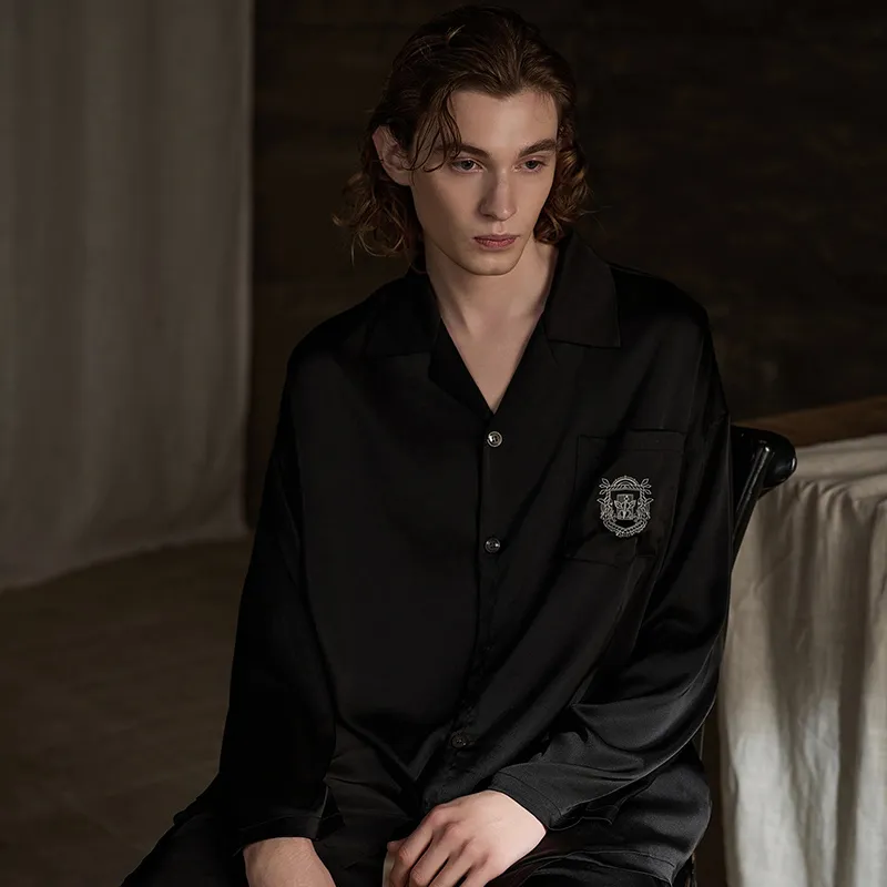 Same Language Pajama Set Men's Wandering Black-4