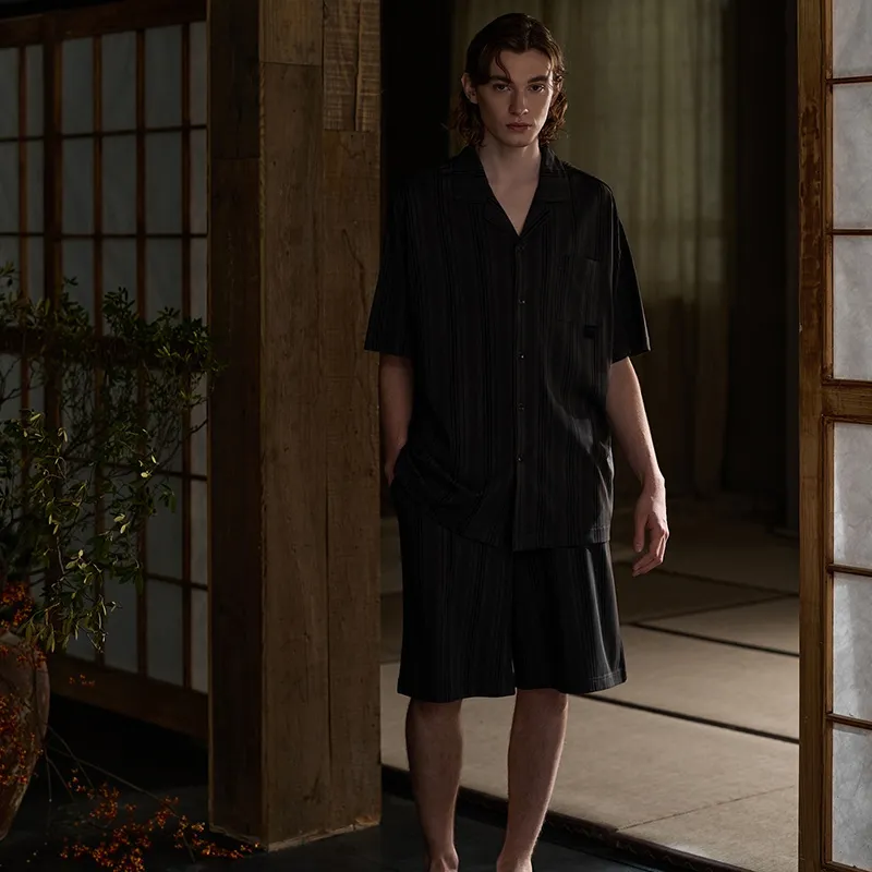 Same Language Pajama Set Men's Alocasia Black-1