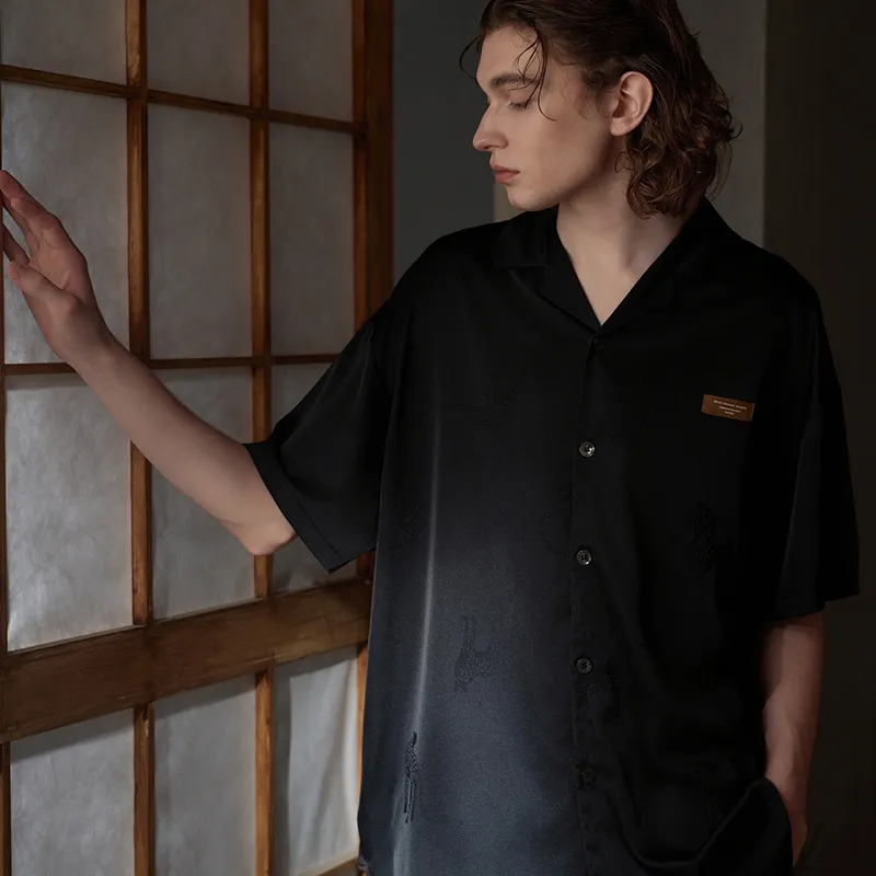 Same Language Pajama Set Men's Day Black-1