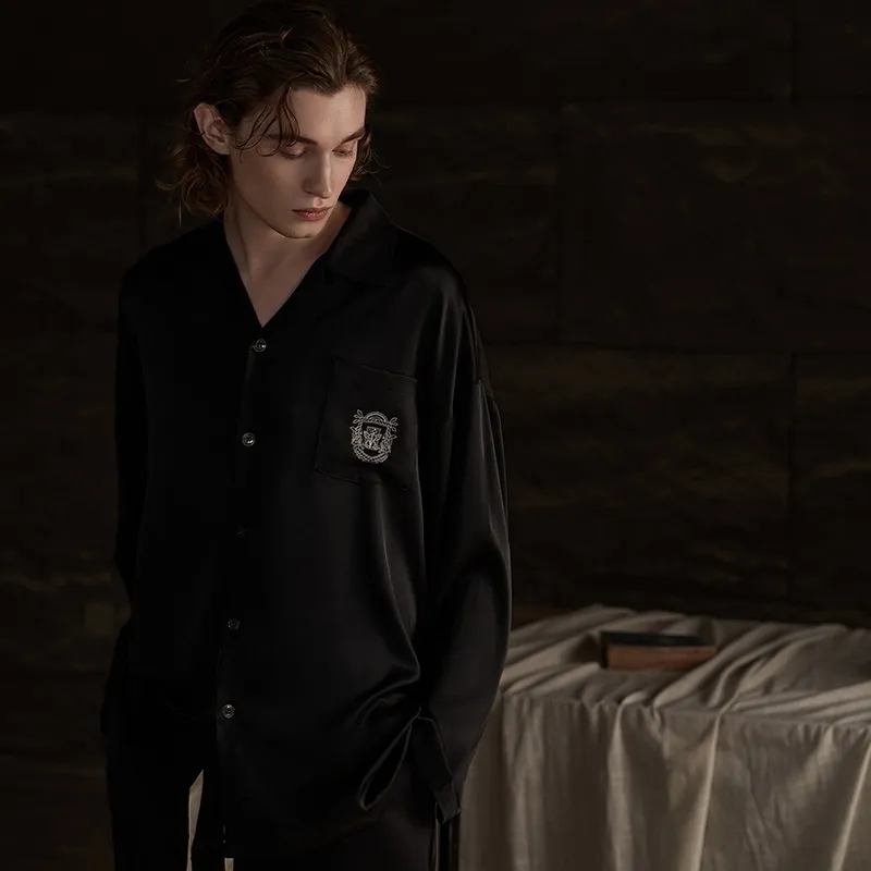 Same Language Pajama Set Men's Wandering Black-5