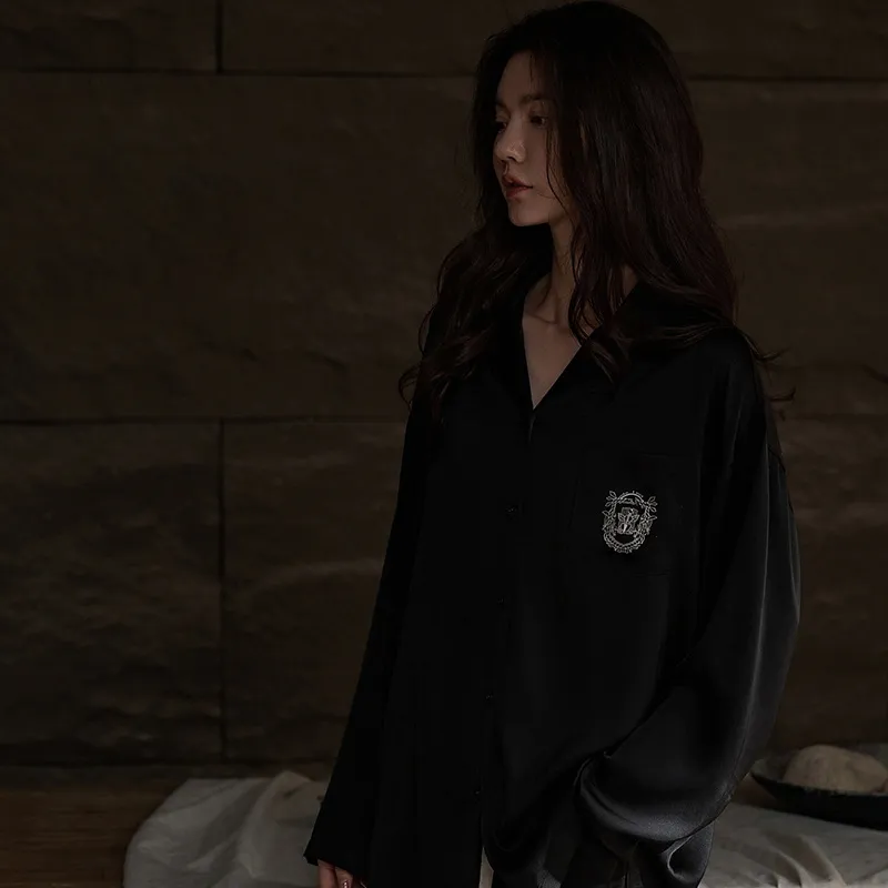 Same Language Pajama Set Women's Wandering Black-1