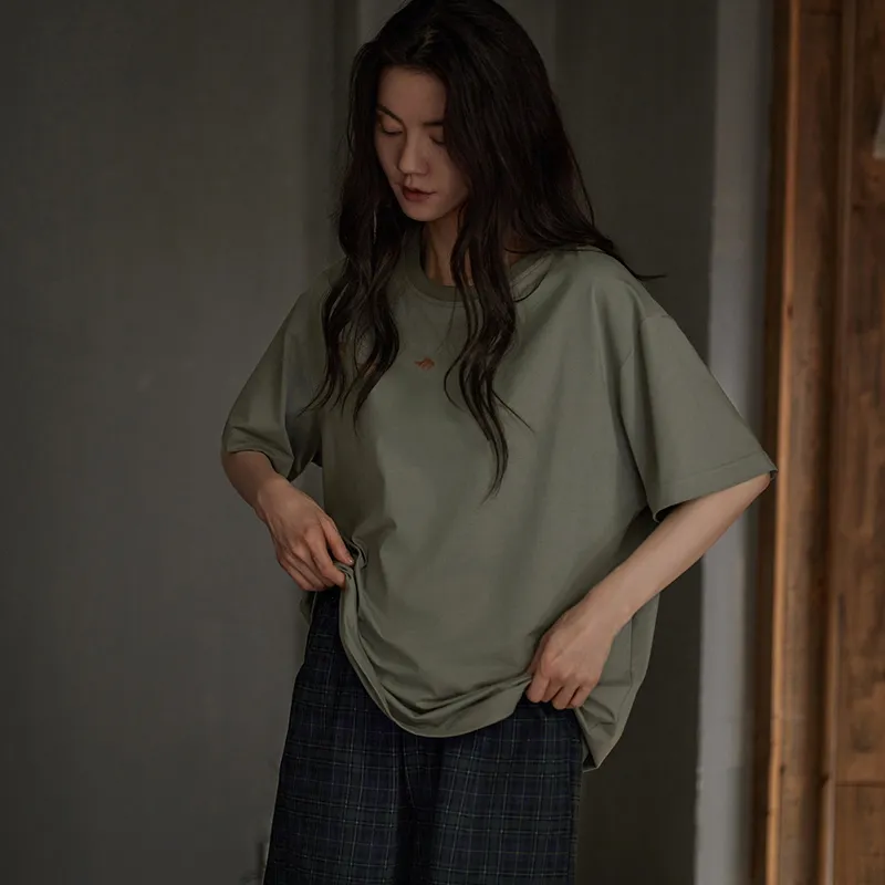 Same Language Pajama Set Women's Army Green · Ocean Cyan Plaid-5