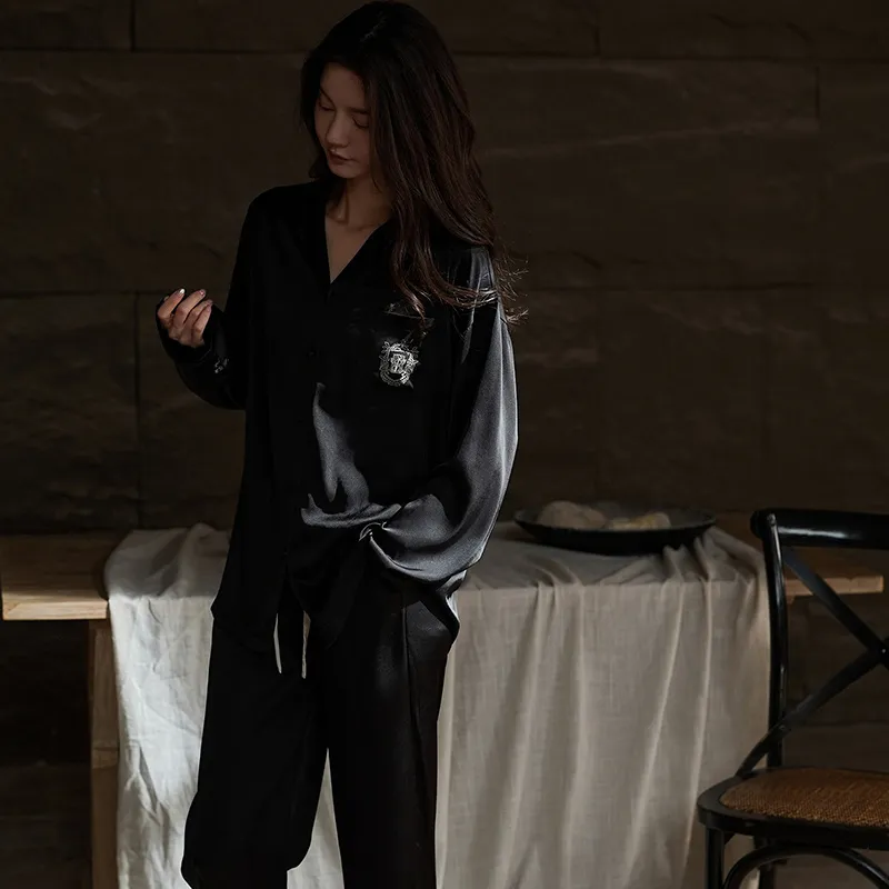 Same Language Pajama Set Women's Wandering Black-2