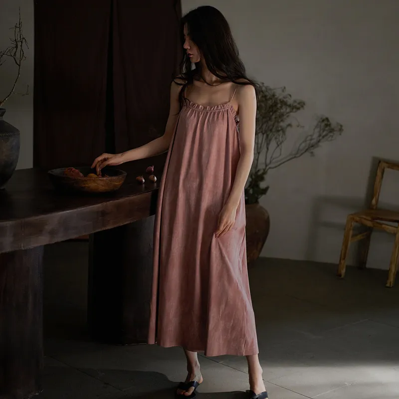 Same Language Nightgown Women's Leaf Taro Pink-3
