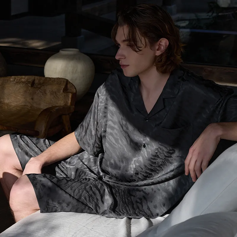 Same Language Pajama Set Men's Ink Tiger Pattern-5