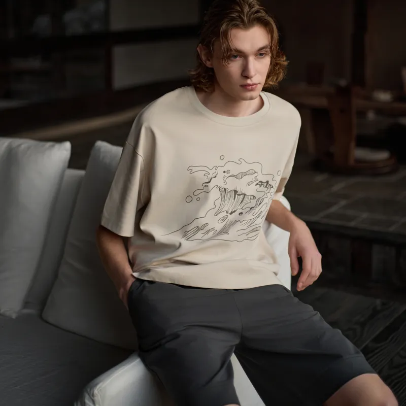 Same Language Pajama Set Men's Light Apricot · Whale Gray-3