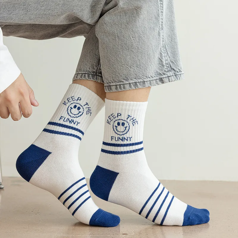 MANCHU Mid Calf Socks Unisex 5 Pack 5 Colors-3