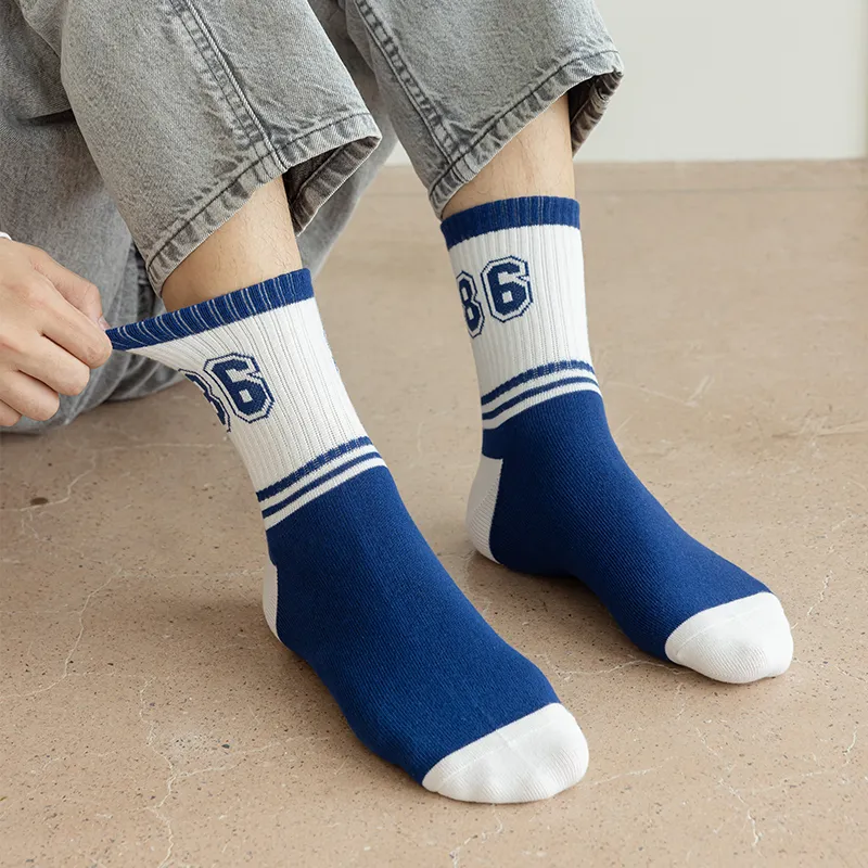MANCHU Mid Calf Socks Unisex 5 Pack 5 Colors-2
