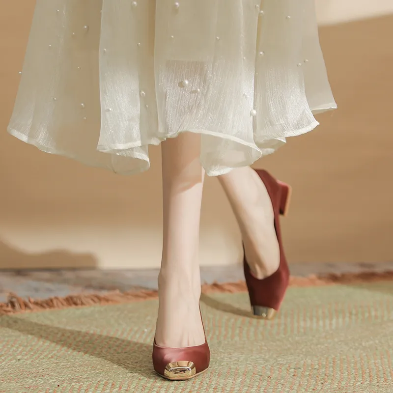 Bamiti Chunky Heel High Heels Women's-4