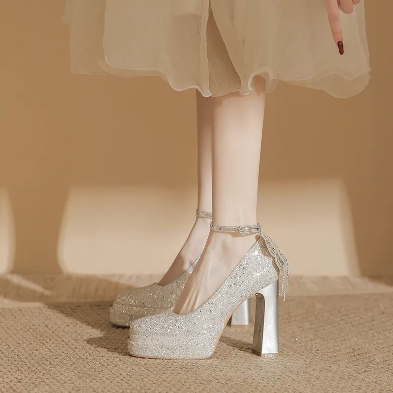 Bamiti Chunky Heel High Heels 11cm Women's-8