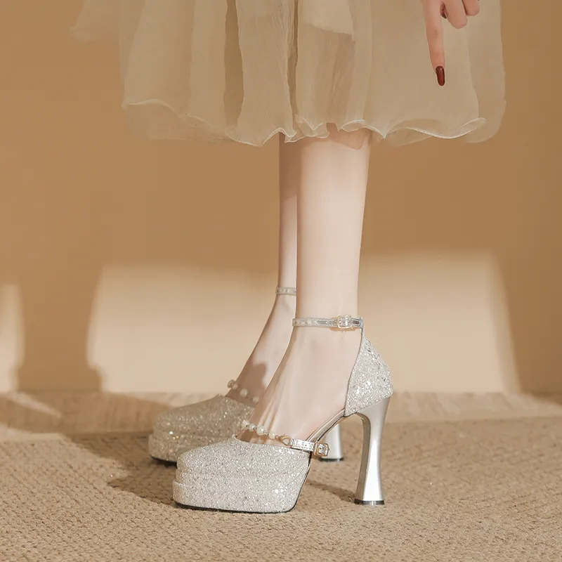 Bamiti Chunky Heel High Heels 11cm Women's-9