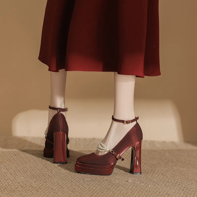 Bamiti Chunky Heel High Heels 11cm Women's-18