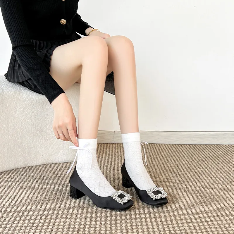 Bamiti Chunky Heel High Heels 5cm Women's-8