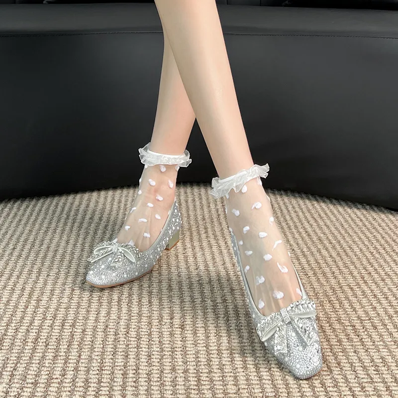Bamiti Chunky Heel High Heels 3cm Women's Silver/Gold-6
