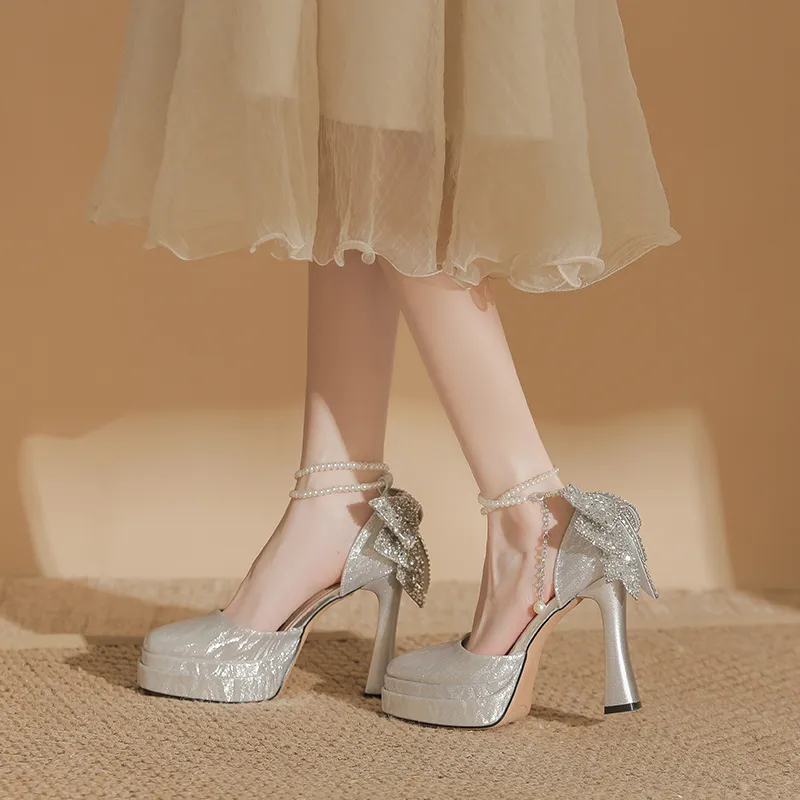Bamiti Chunky Heel High Heels 11cm Women's-10
