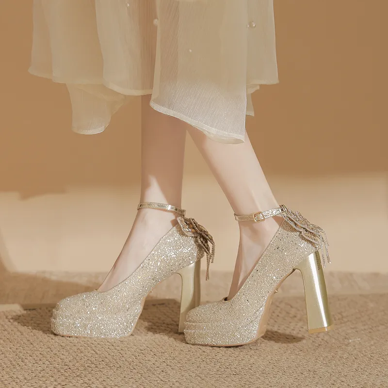 Bamiti Chunky Heel High Heels 11cm Women's-4