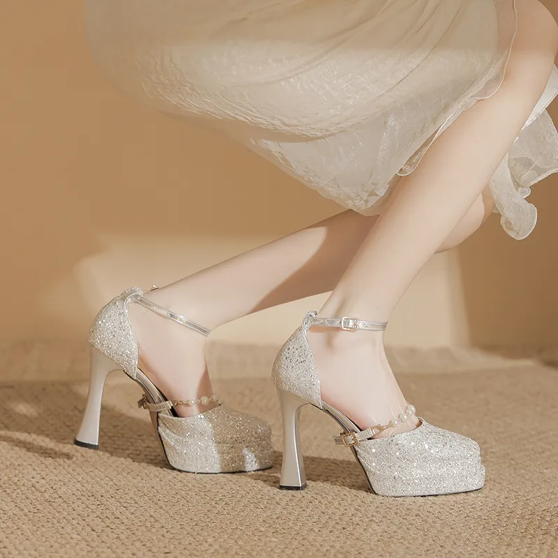 Bamiti Chunky Heel High Heels 11cm Women's-8