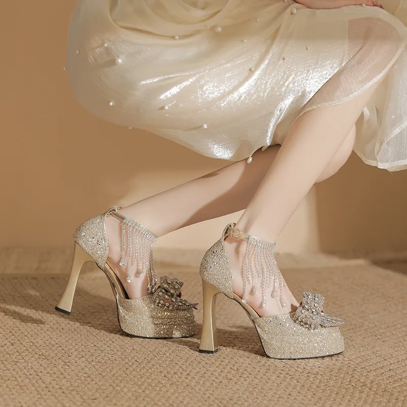 Bamiti Chunky Heel High Heels 11cm Women's-2