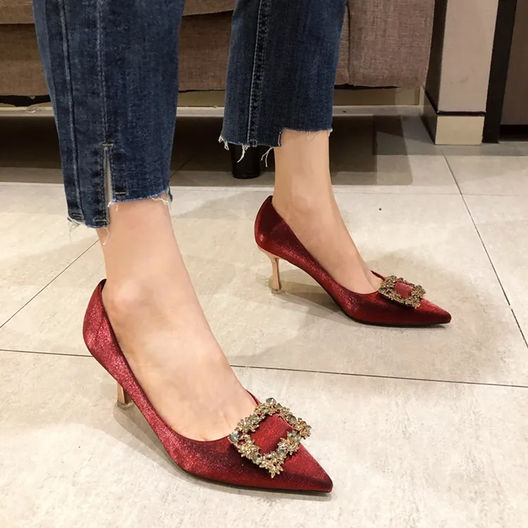 Bamiti High Heels Women's Burgundy/Black-1
