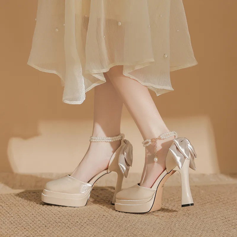 Bamiti Chunky Heel High Heels 11cm Women's-10