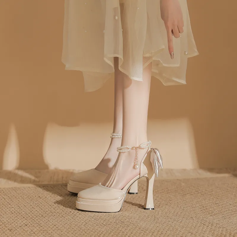 Bamiti Chunky Heel High Heels 11cm Women's-8