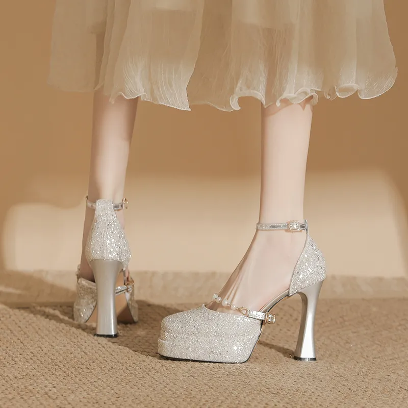 Bamiti Chunky Heel High Heels 11cm Women's-10