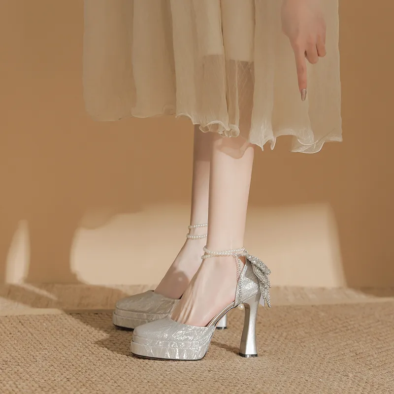Bamiti Chunky Heel High Heels 11cm Women's-8