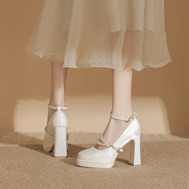 Bamiti Chunky Heel High Heels 11cm Women's-11