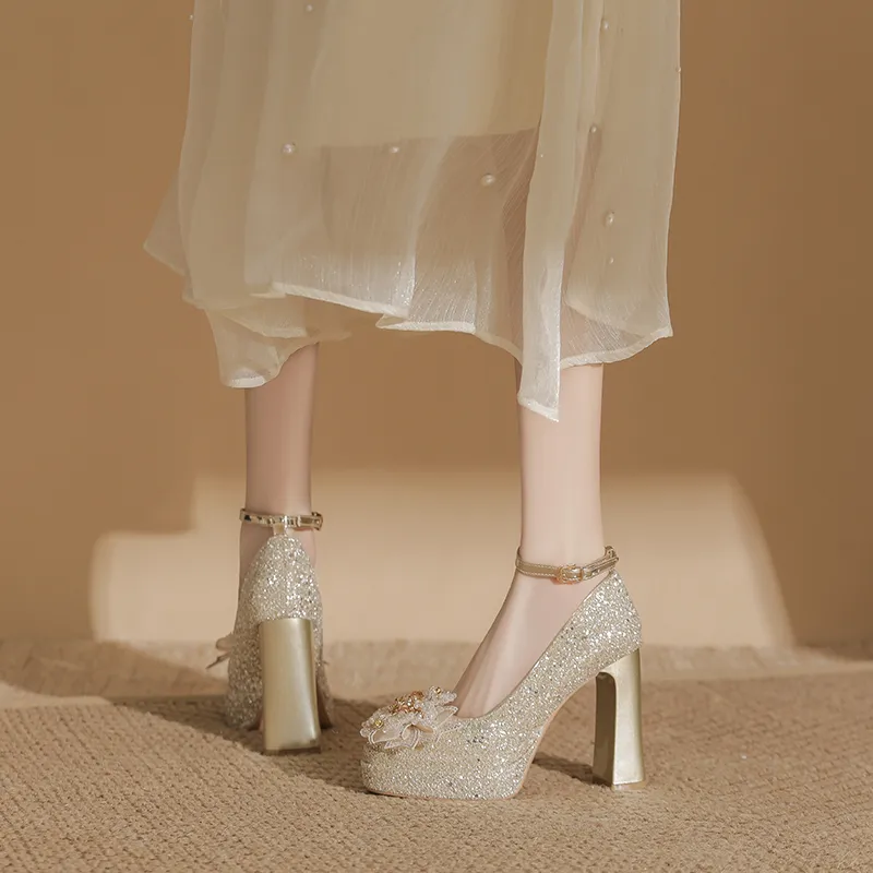 Bamiti Chunky Heel High Heels 11cm Women's-4