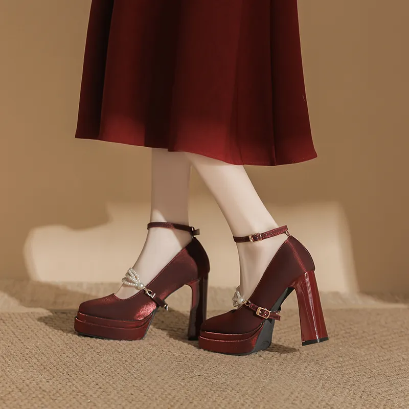 Bamiti Chunky Heel High Heels 11cm Women's-19