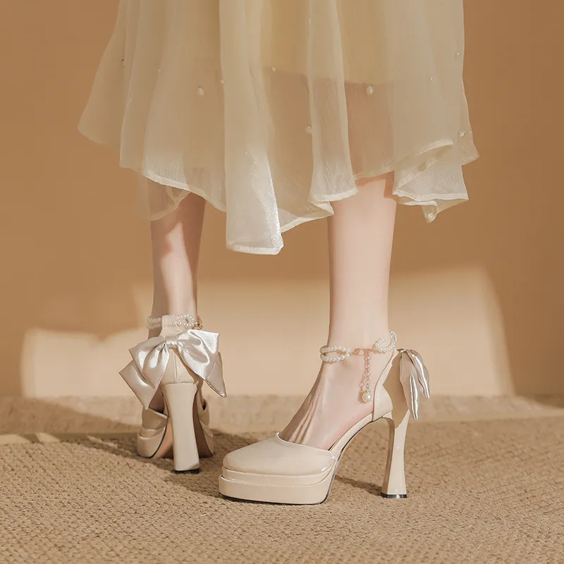 Bamiti Chunky Heel High Heels 11cm Women's-9