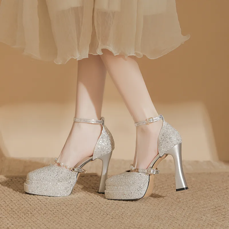 Bamiti Chunky Heel High Heels 11cm Women's-11