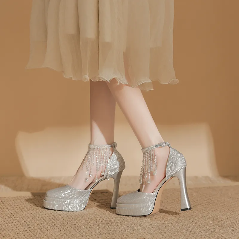 Bamiti Chunky Heel High Heels 11cm Women's-11