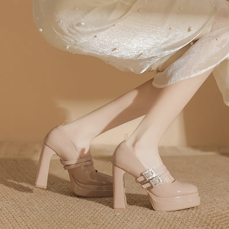 Bamiti Chunky Heel High Heels 11cm Women's-2