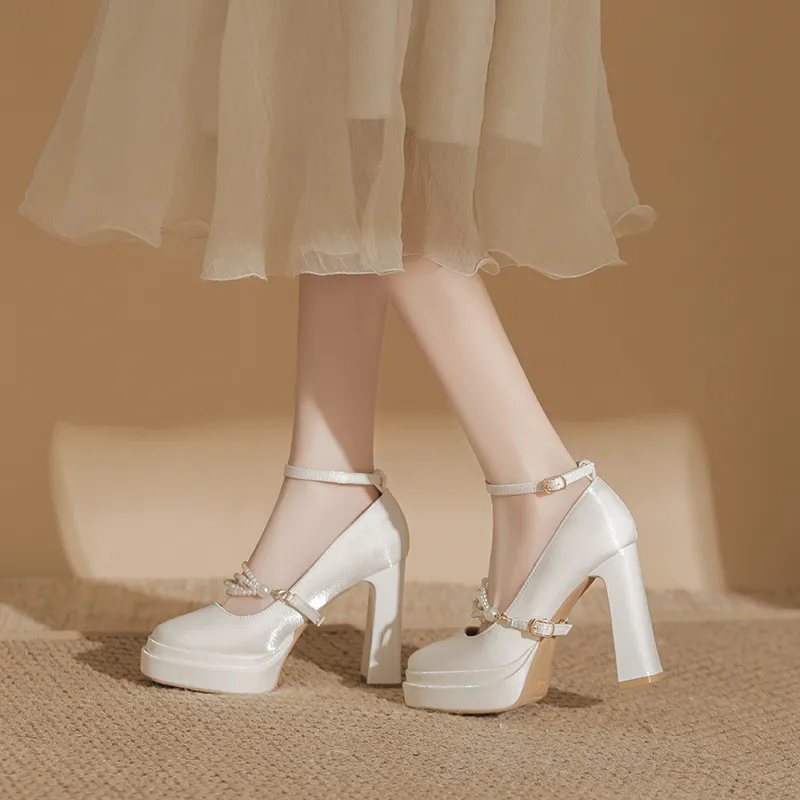 Bamiti Chunky Heel High Heels 11cm Women's-12