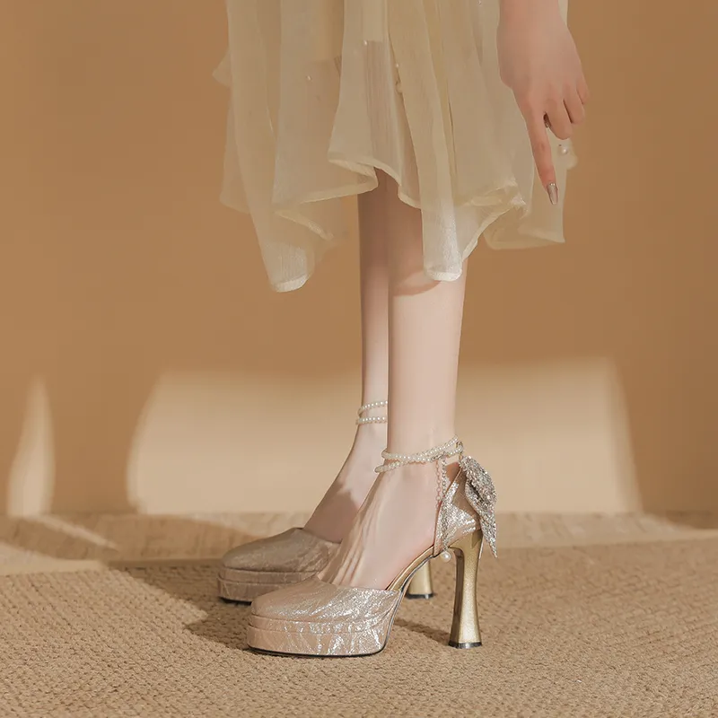 Bamiti Chunky Heel High Heels 11cm Women's-3