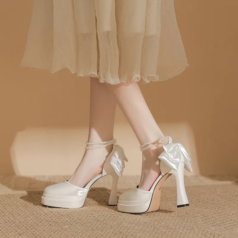 Bamiti Chunky Heel High Heels 11cm Women's-4