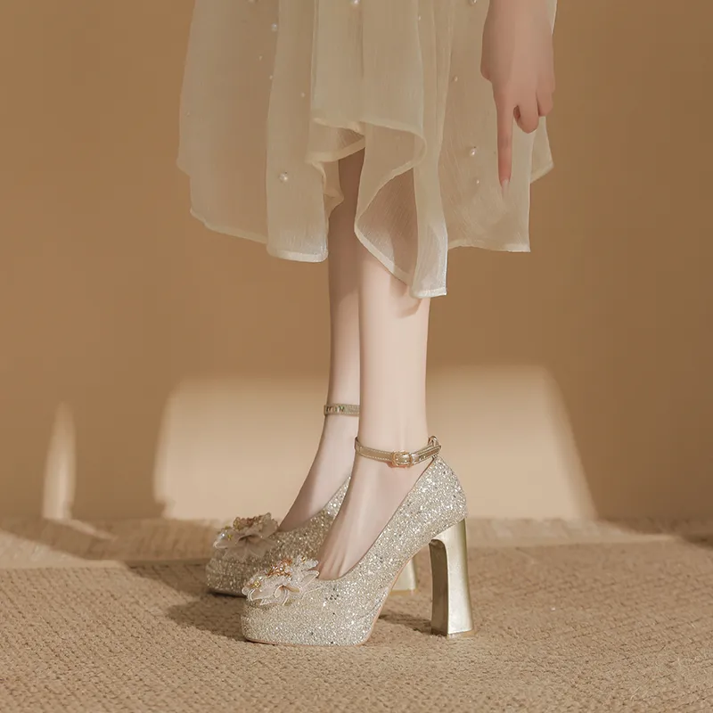 Bamiti Chunky Heel High Heels 11cm Women's-3