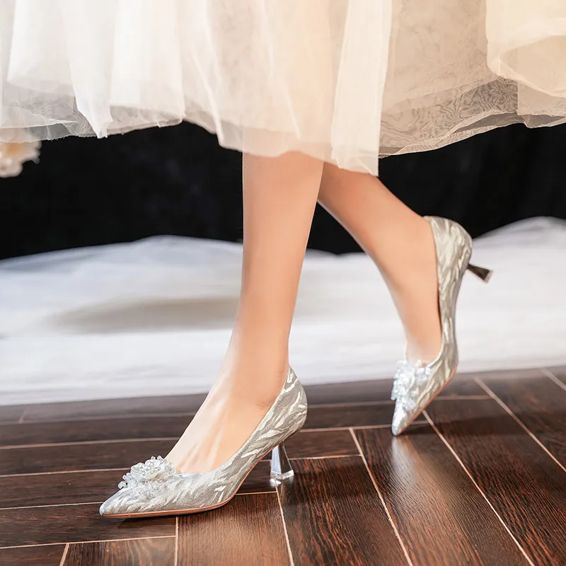 Bamiti Coming of Age Ceremony High Heels Women's Silver-1
