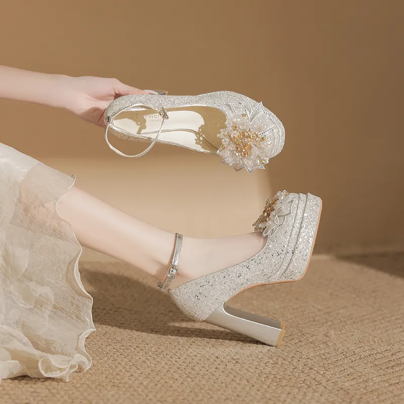 Bamiti Chunky Heel High Heels 11cm Women's-11
