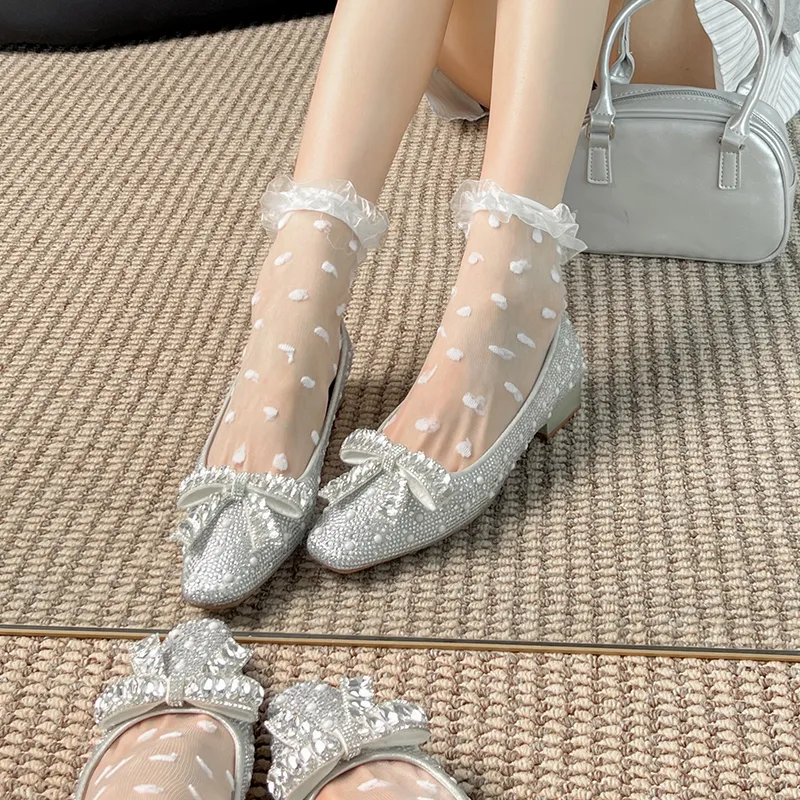 Bamiti Chunky Heel High Heels 3cm Women's Silver/Gold-2