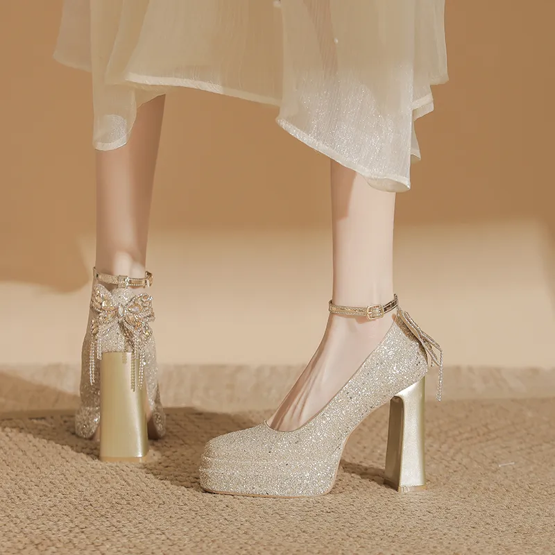 Bamiti Chunky Heel High Heels 11cm Women's-3