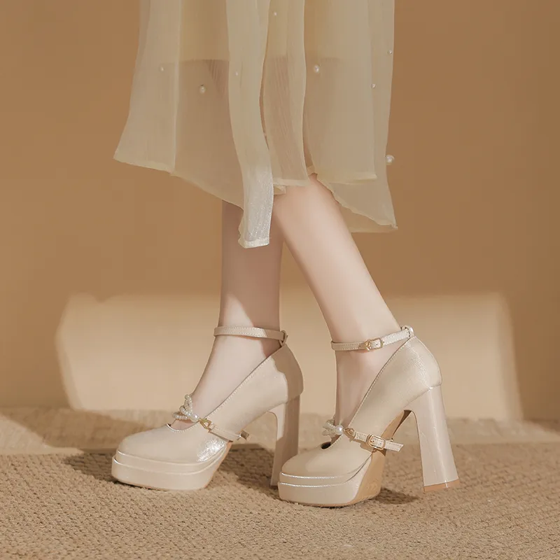 Bamiti Chunky Heel High Heels 11cm Women's-5