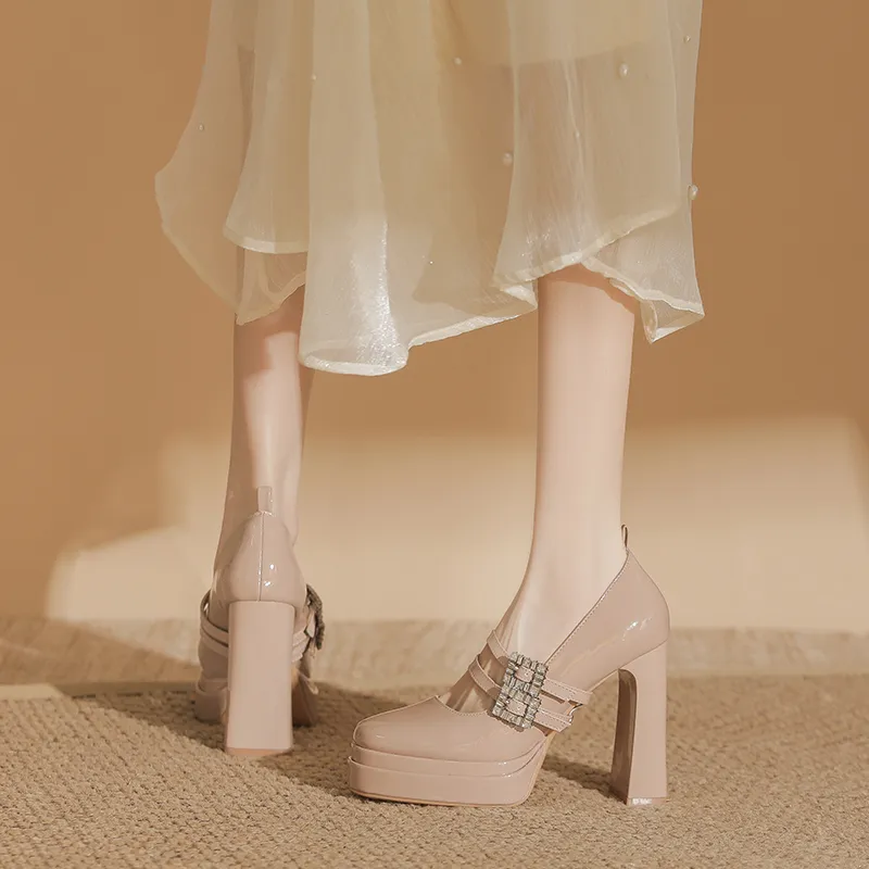 Bamiti Chunky Heel High Heels 11cm Women's-6