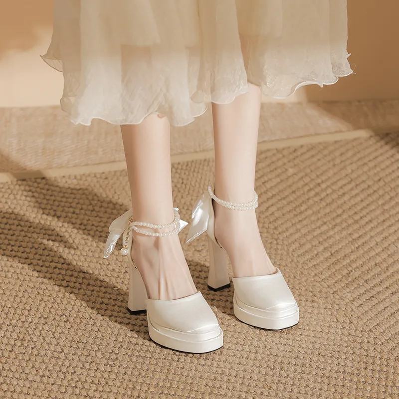 Bamiti Chunky Heel High Heels 11cm Women's-1