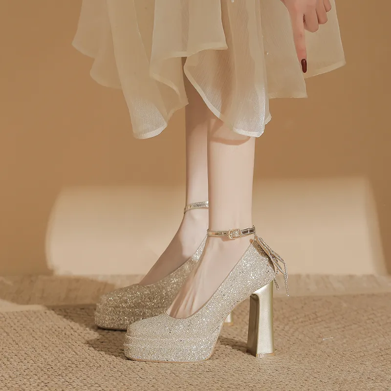 Bamiti Chunky Heel High Heels 11cm Women's-2