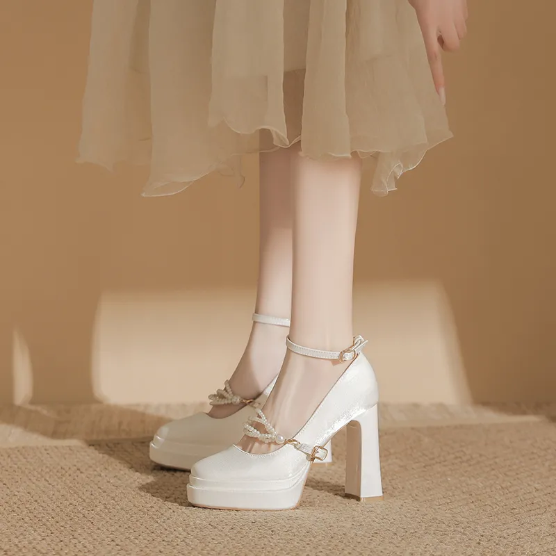 Bamiti Chunky Heel High Heels 11cm Women's-10